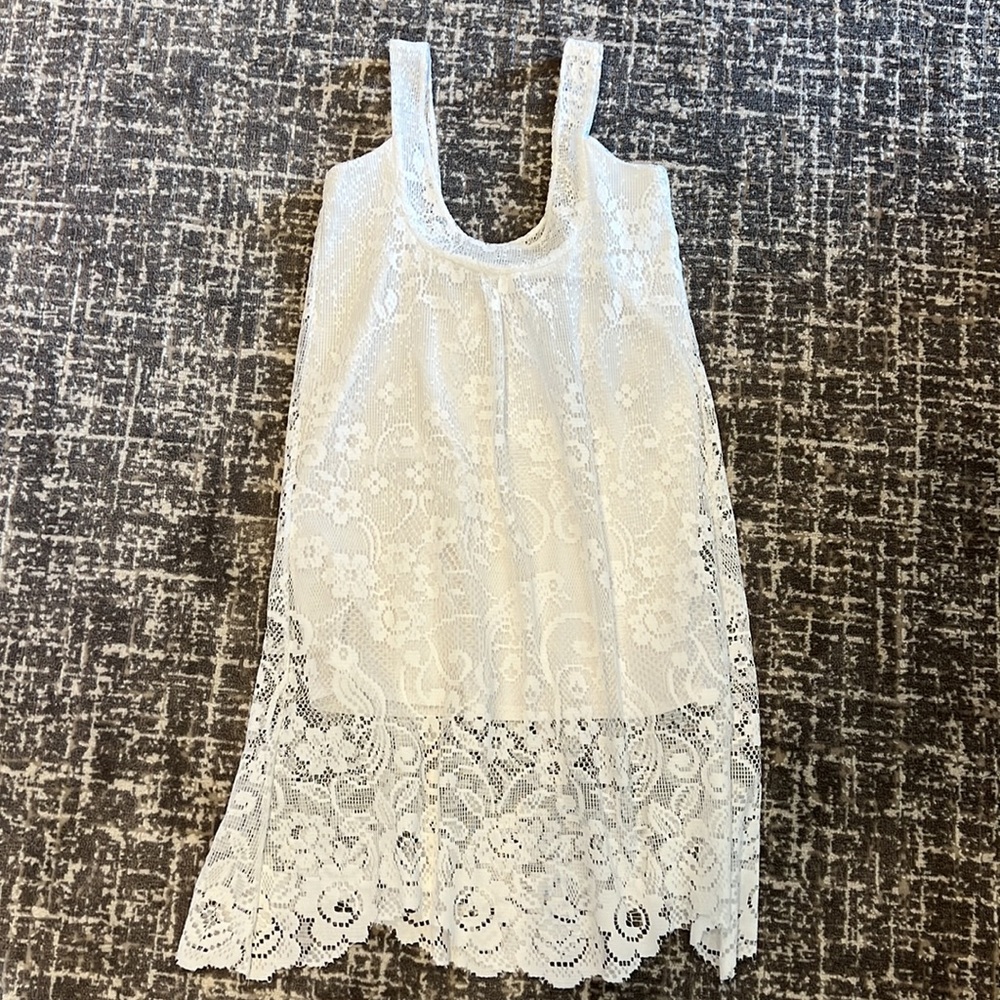Natalie Anne White Crochet Tank Dress with Cotton Slip